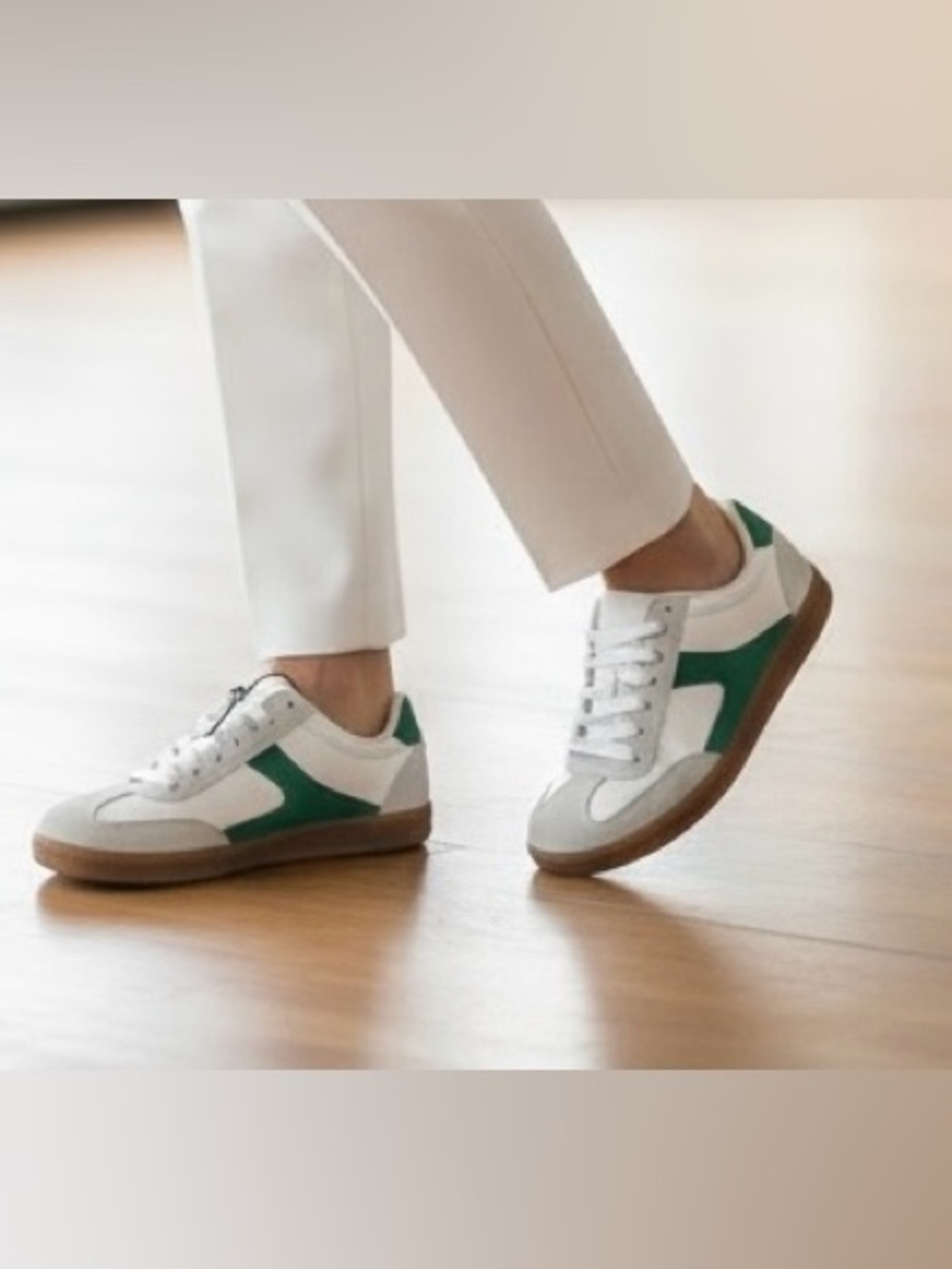 No Boundaries White and Green Women's Sneakers
